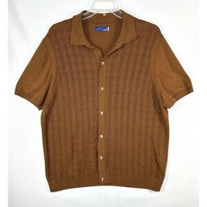Apt 9 Men’s Button Up Cardigan Sweater Brown XL Short Sleeve Grandpa